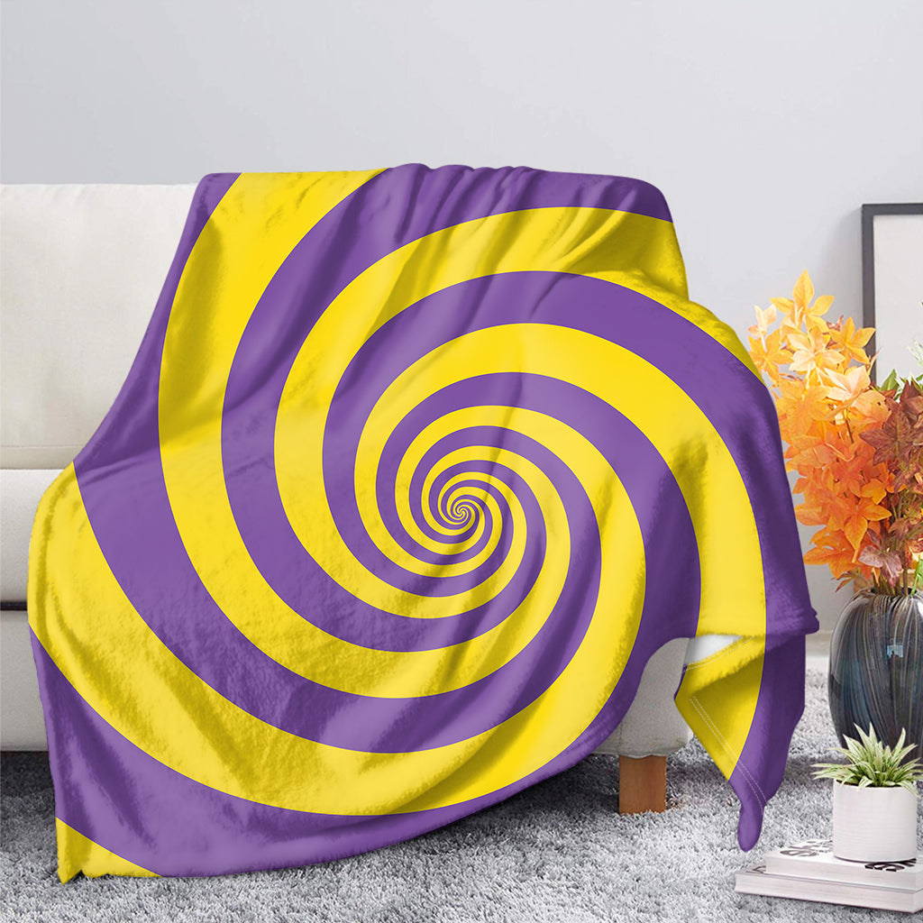 Purple And Yellow Spiral Illusion Print Blanket