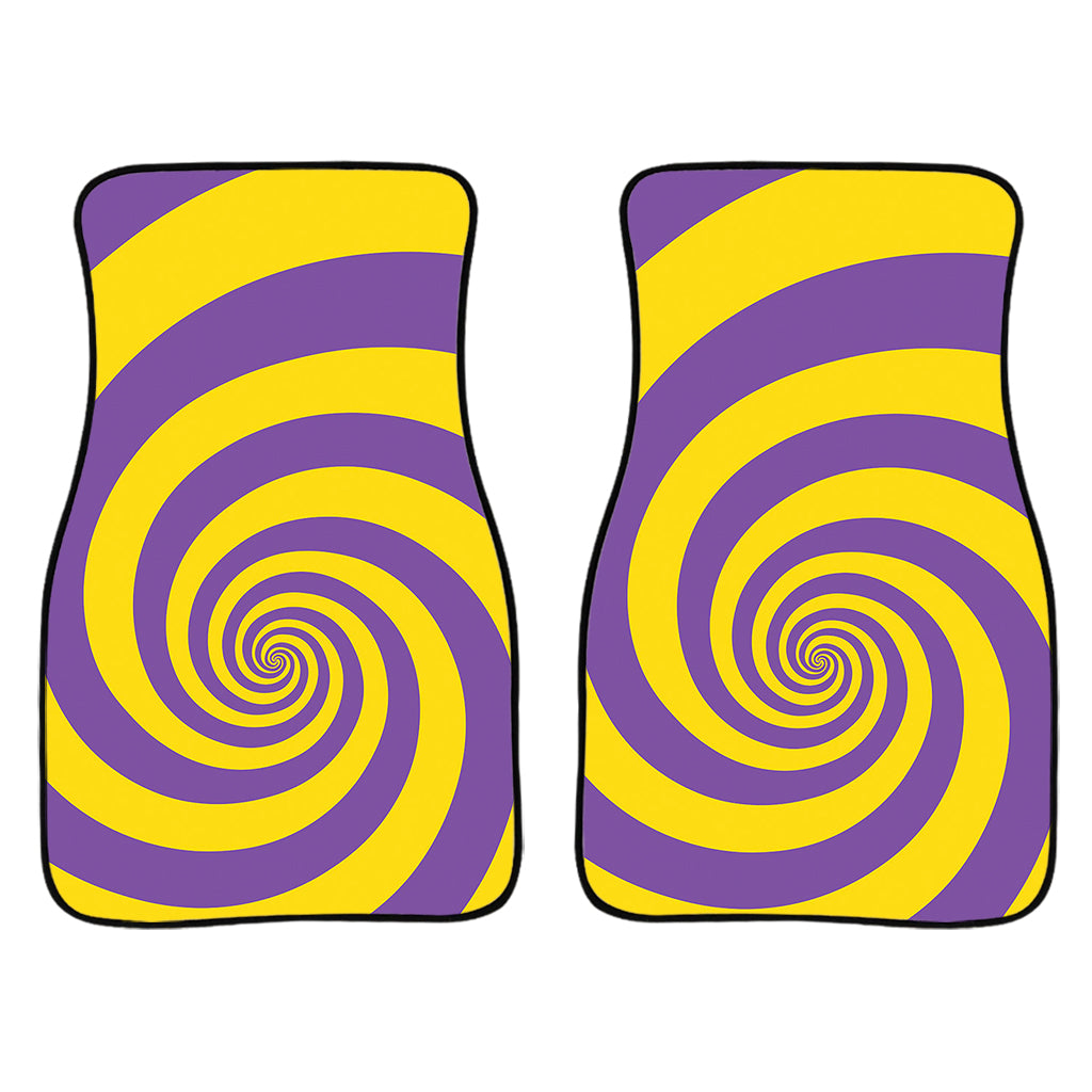 Purple And Yellow Spiral Illusion Print Front Car Floor Mats