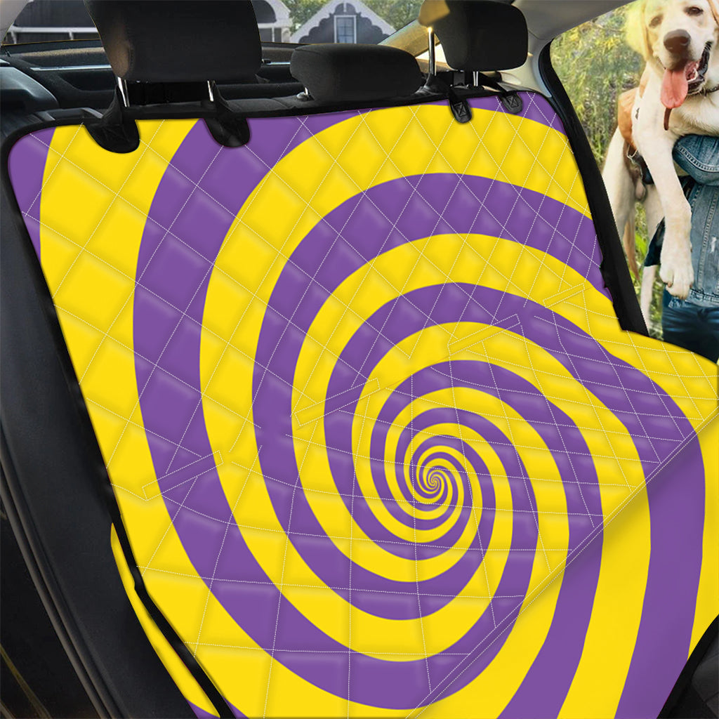 Purple And Yellow Spiral Illusion Print Pet Car Back Seat Cover