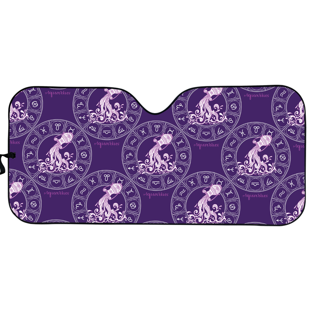 Purple Aquarius Zodiac Pattern Print Car Sun Shade