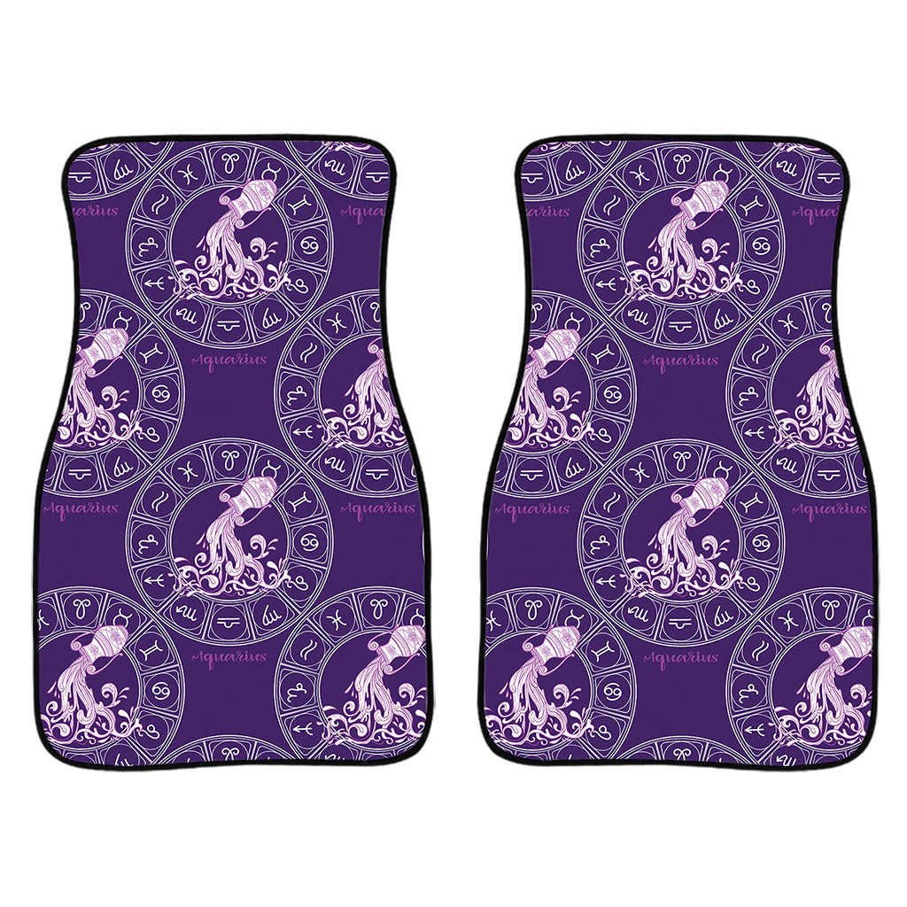 Purple Aquarius Zodiac Pattern Print Front Car Floor Mats