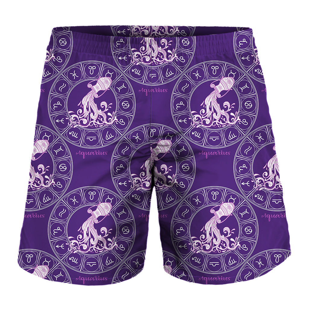 Purple Aquarius Zodiac Pattern Print Men's Shorts