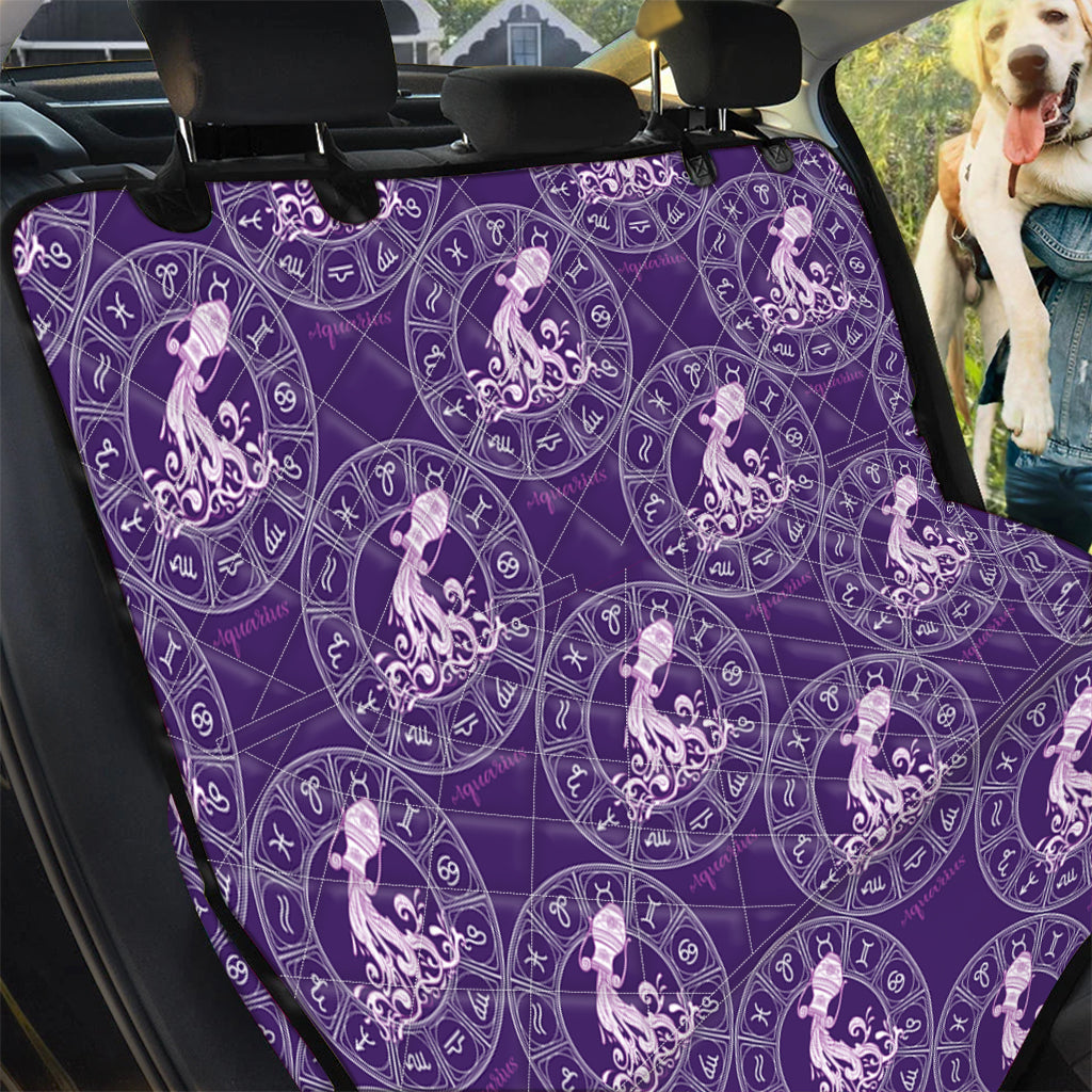 Purple Aquarius Zodiac Pattern Print Pet Car Back Seat Cover