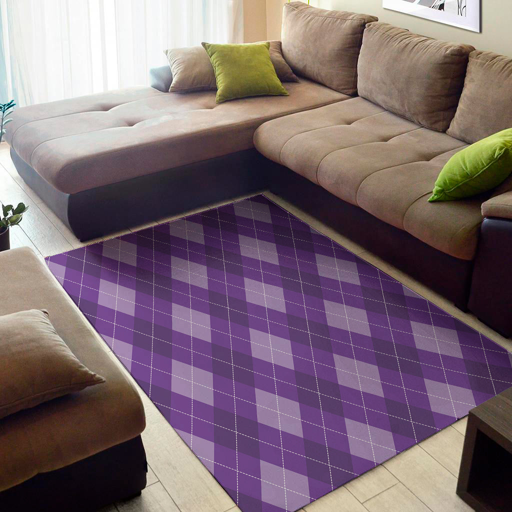 Purple Argyle Pattern Print Area Rug