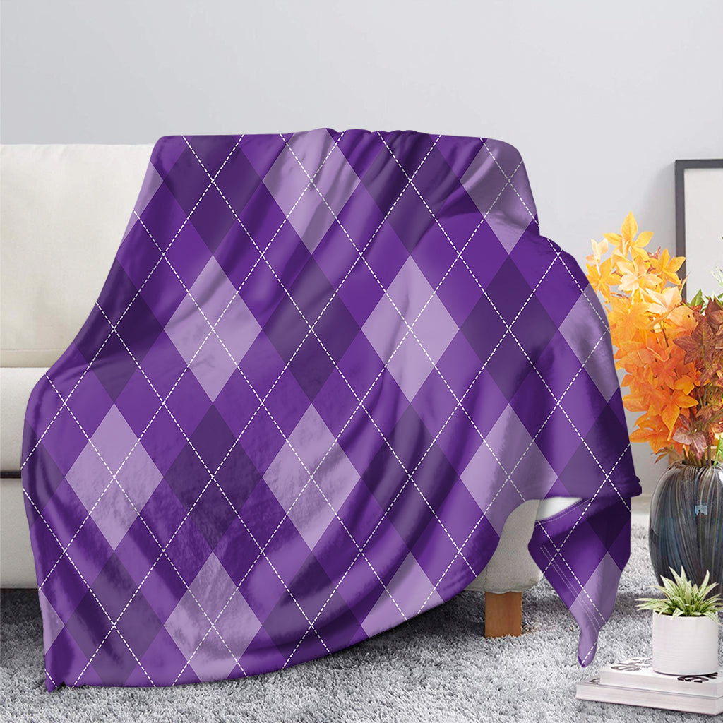 Purple Argyle Pattern Print Blanket