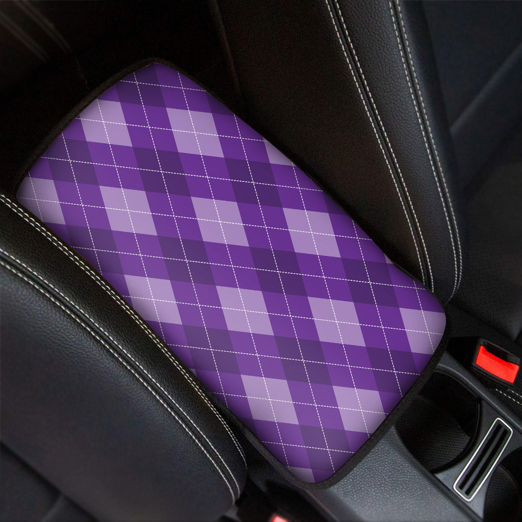 Purple Argyle Pattern Print Car Center Console Cover