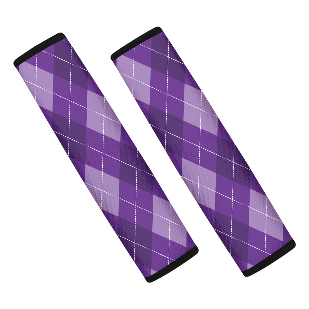 Purple Argyle Pattern Print Car Seat Belt Covers