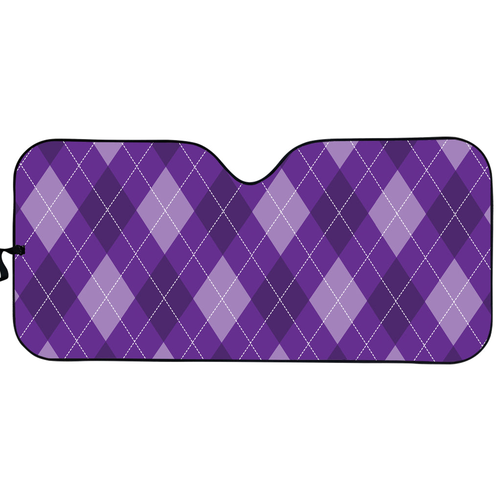 Purple Argyle Pattern Print Car Sun Shade