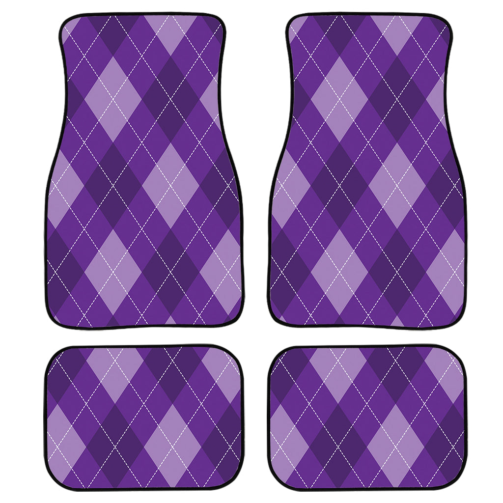 Purple Argyle Pattern Print Front and Back Car Floor Mats