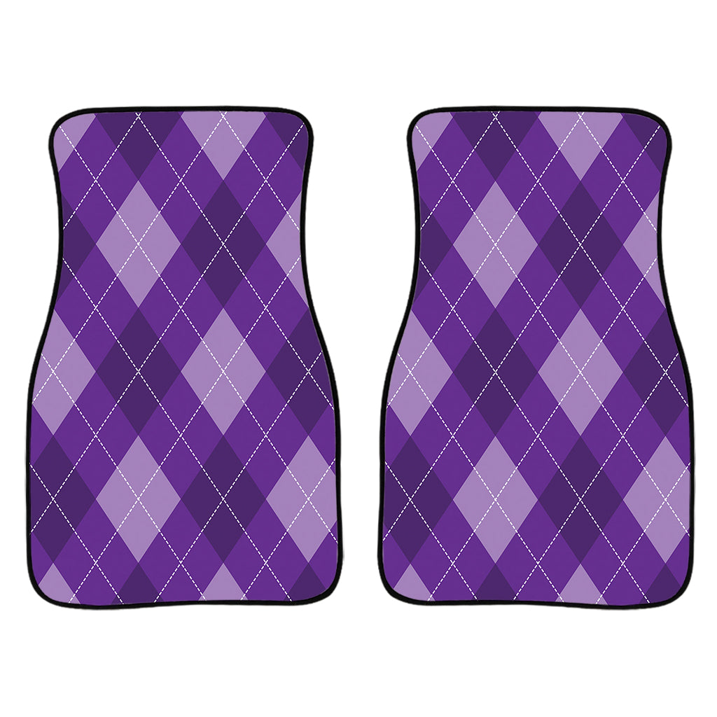 Purple Argyle Pattern Print Front Car Floor Mats