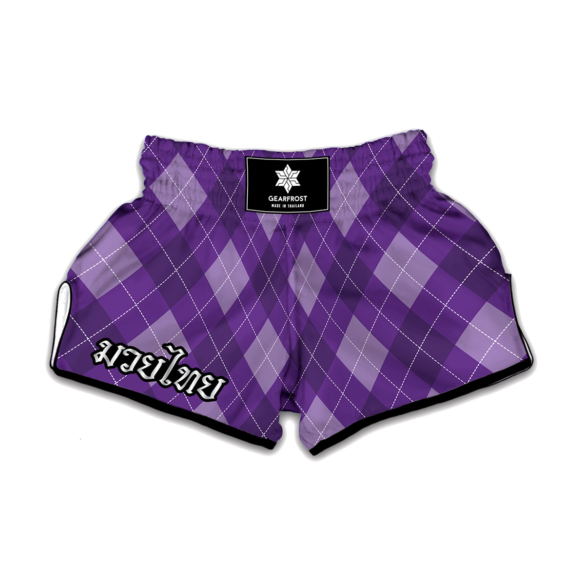 Purple Argyle Pattern Print Muay Thai Boxing Shorts