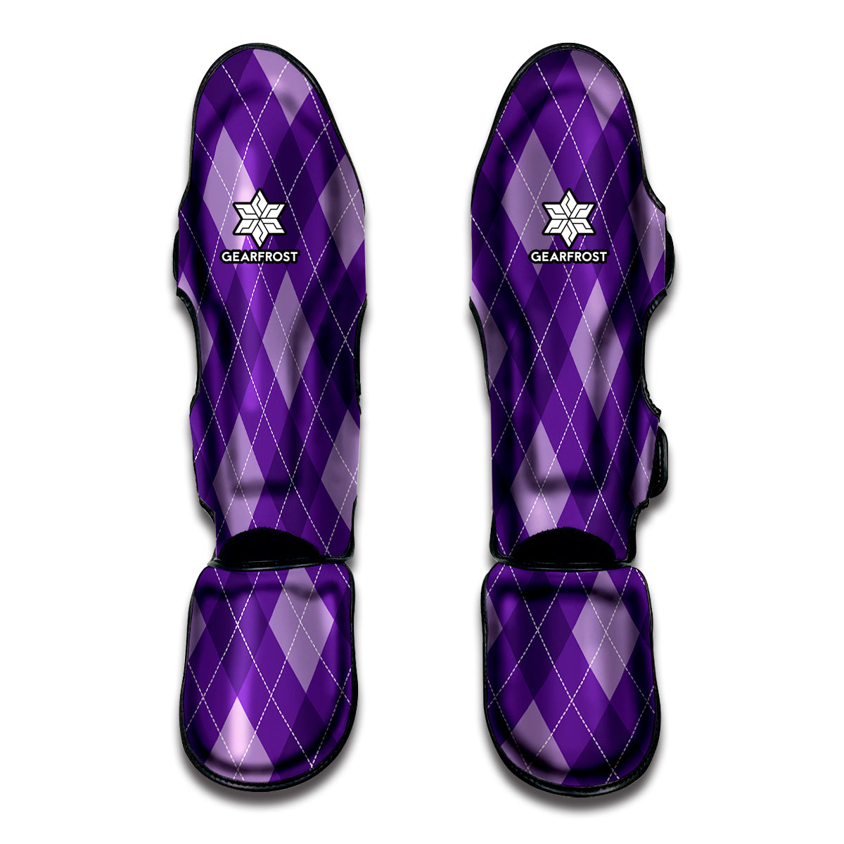 Purple Argyle Pattern Print Muay Thai Shin Guards