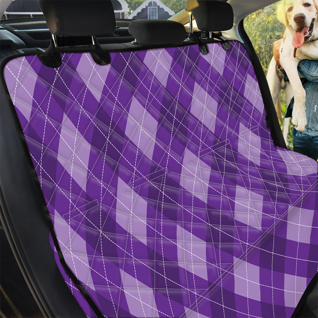 Purple Argyle Pattern Print Pet Car Back Seat Cover