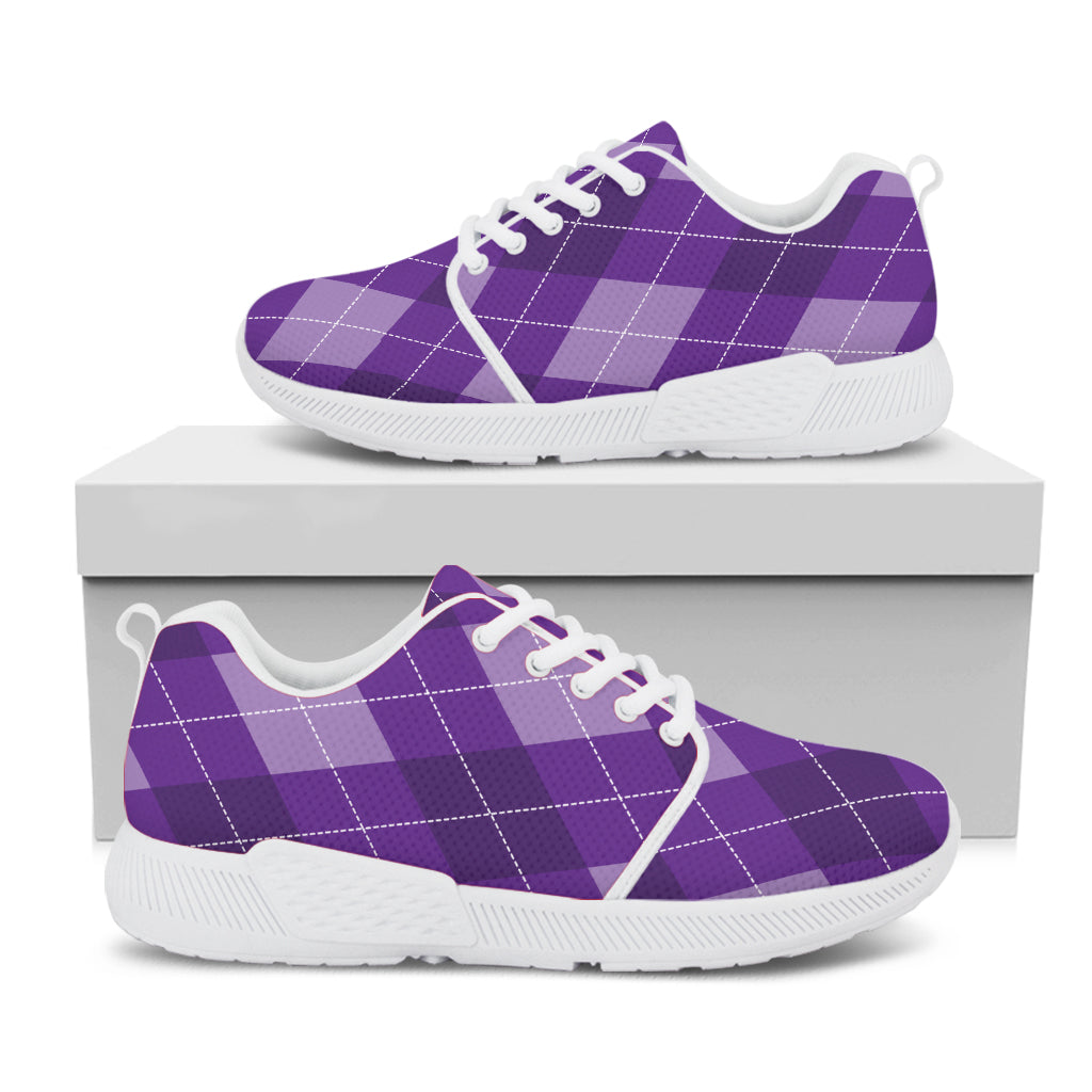 Purple Argyle Pattern Print White Athletic Shoes