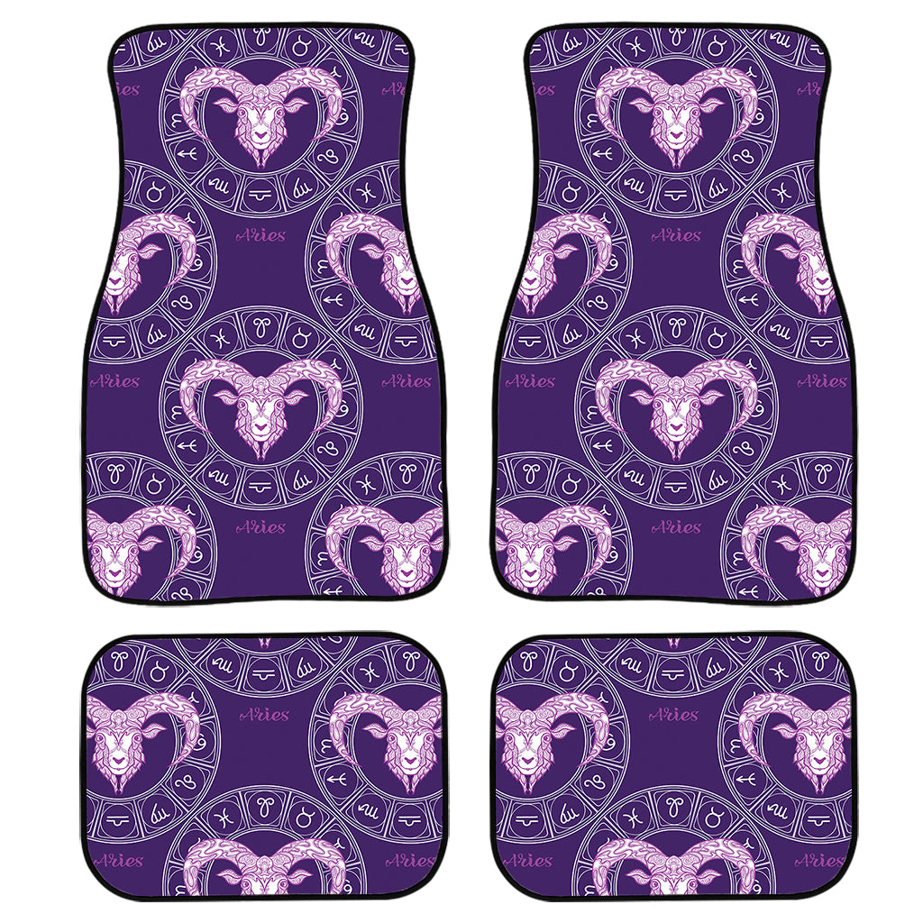 Purple Aries Zodiac Pattern Print Front and Back Car Floor Mats