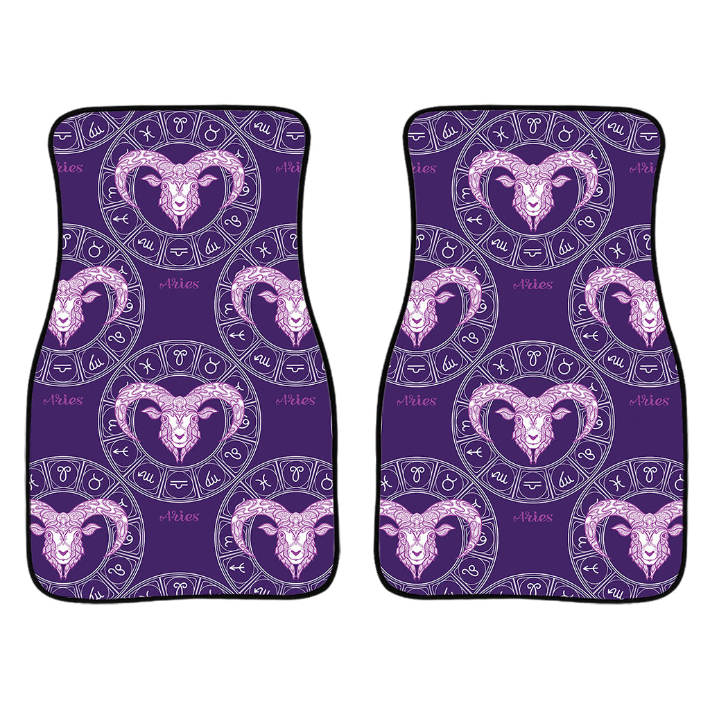 Purple Aries Zodiac Pattern Print Front Car Floor Mats