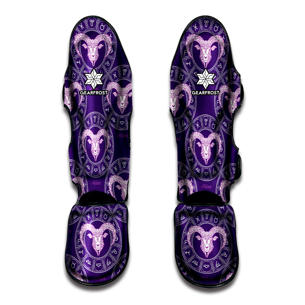 Purple Aries Zodiac Pattern Print Muay Thai Shin Guards