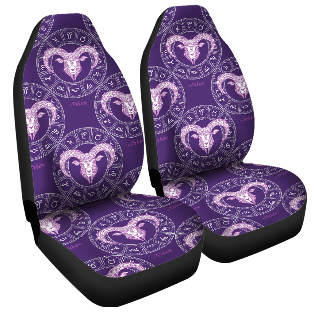 Purple Aries Zodiac Pattern Print Universal Fit Car Seat Covers