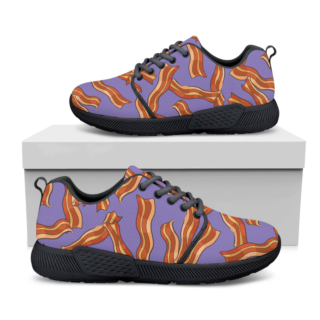 Purple Bacon Pattern Print Black Athletic Shoes