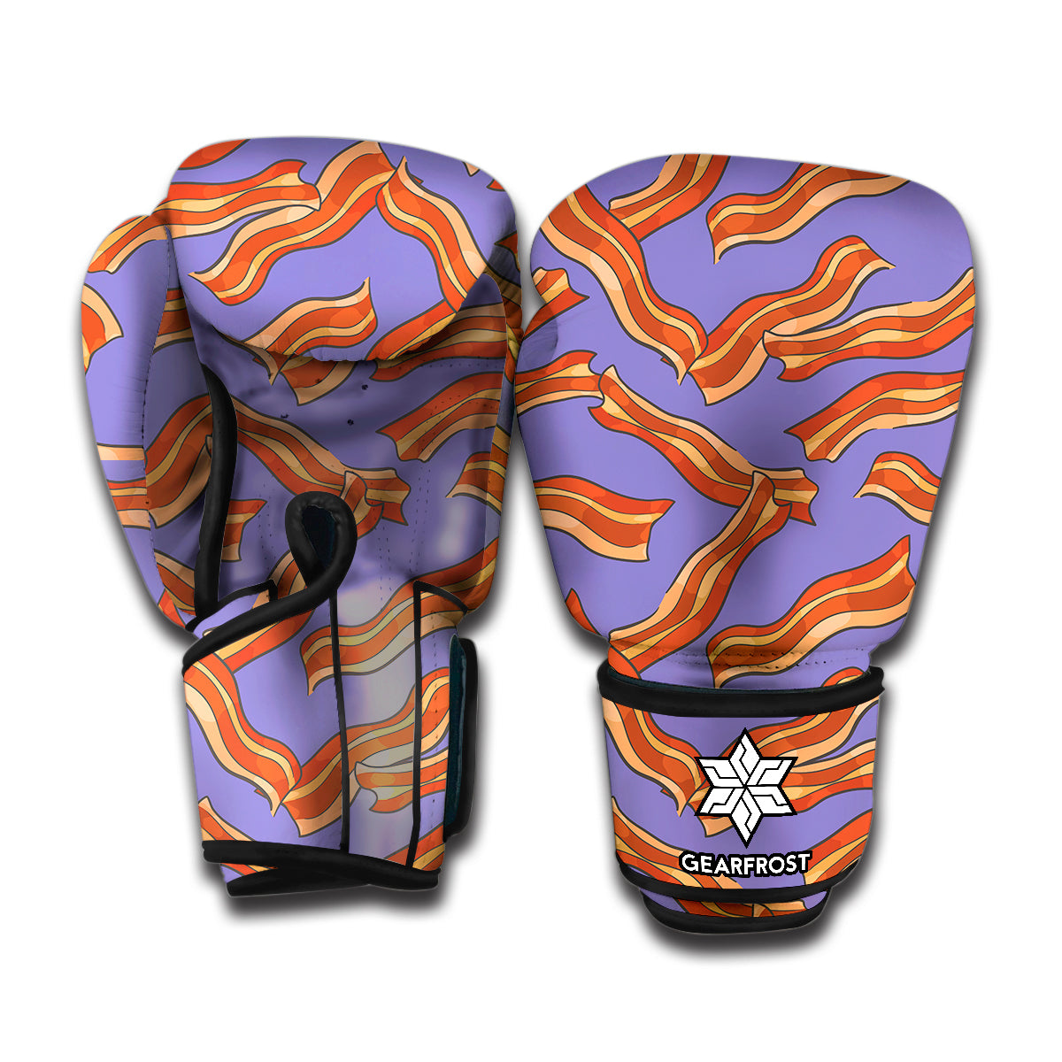 Purple Bacon Pattern Print Boxing Gloves