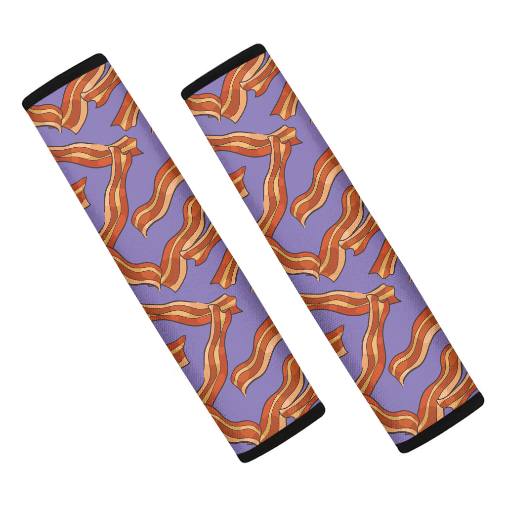 Purple Bacon Pattern Print Car Seat Belt Covers