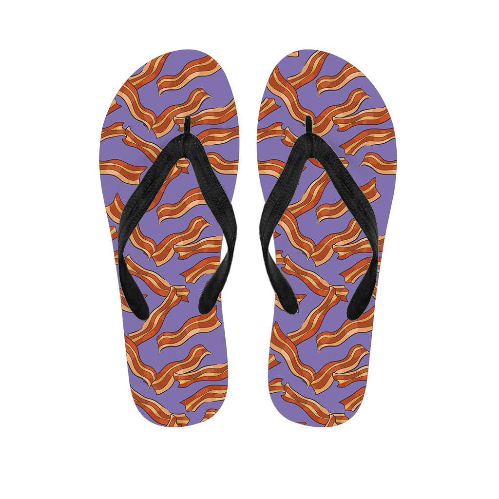 Purple Bacon Pattern Print Flip Flops