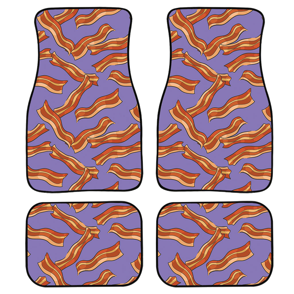 Purple Bacon Pattern Print Front and Back Car Floor Mats