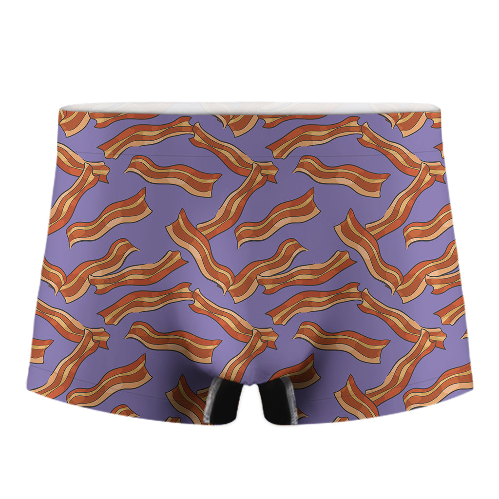 Purple Bacon Pattern Print Men's Boxer Briefs