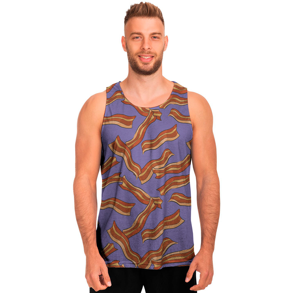 Purple Bacon Pattern Print Men's Tank Top