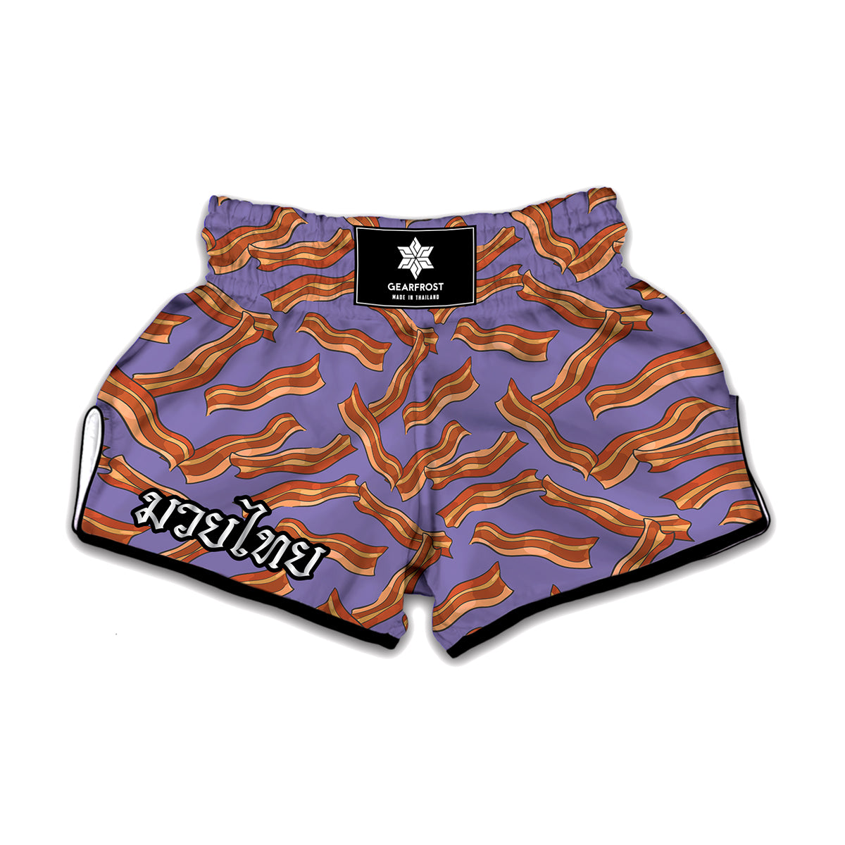 Purple Bacon Pattern Print Muay Thai Boxing Shorts