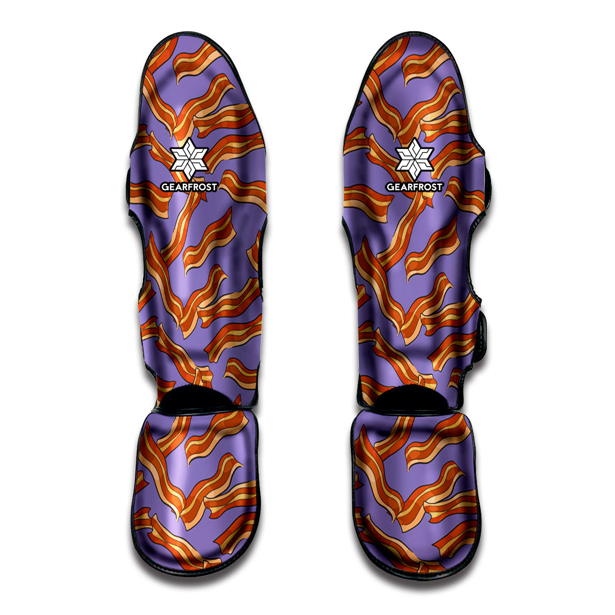 Purple Bacon Pattern Print Muay Thai Shin Guards