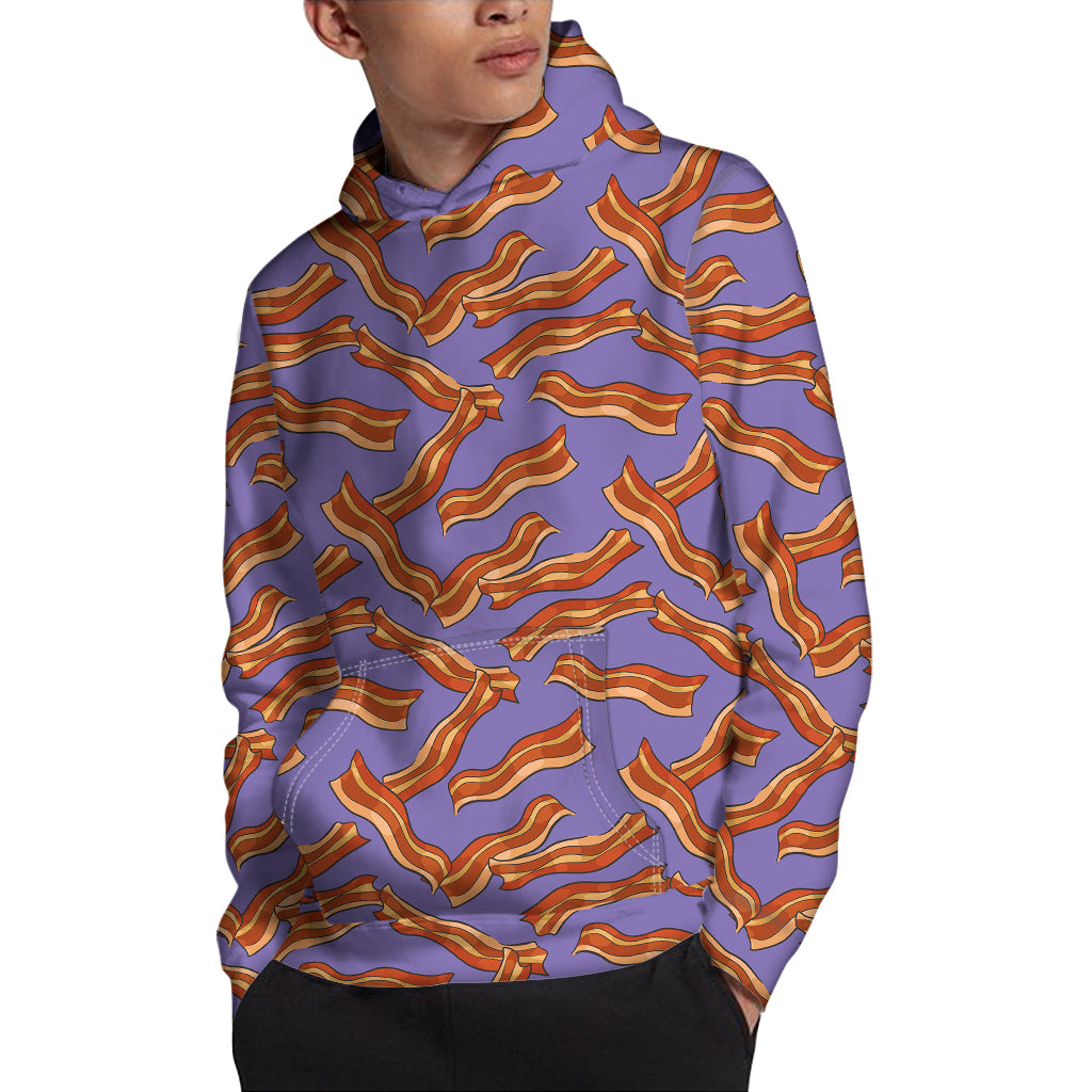 Purple Bacon Pattern Print Pullover Hoodie