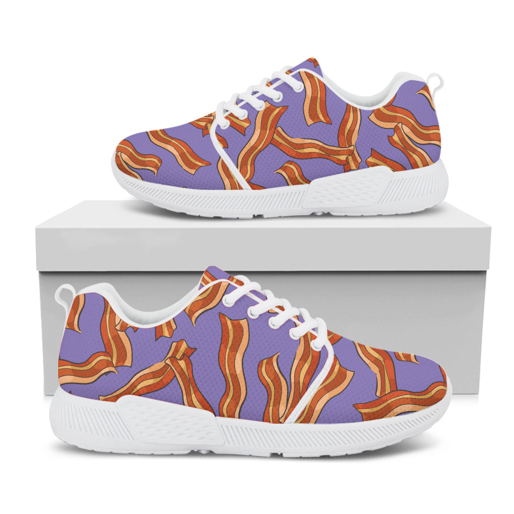 Purple Bacon Pattern Print White Athletic Shoes