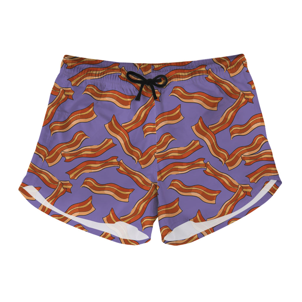 Purple Bacon Pattern Print Women's Shorts