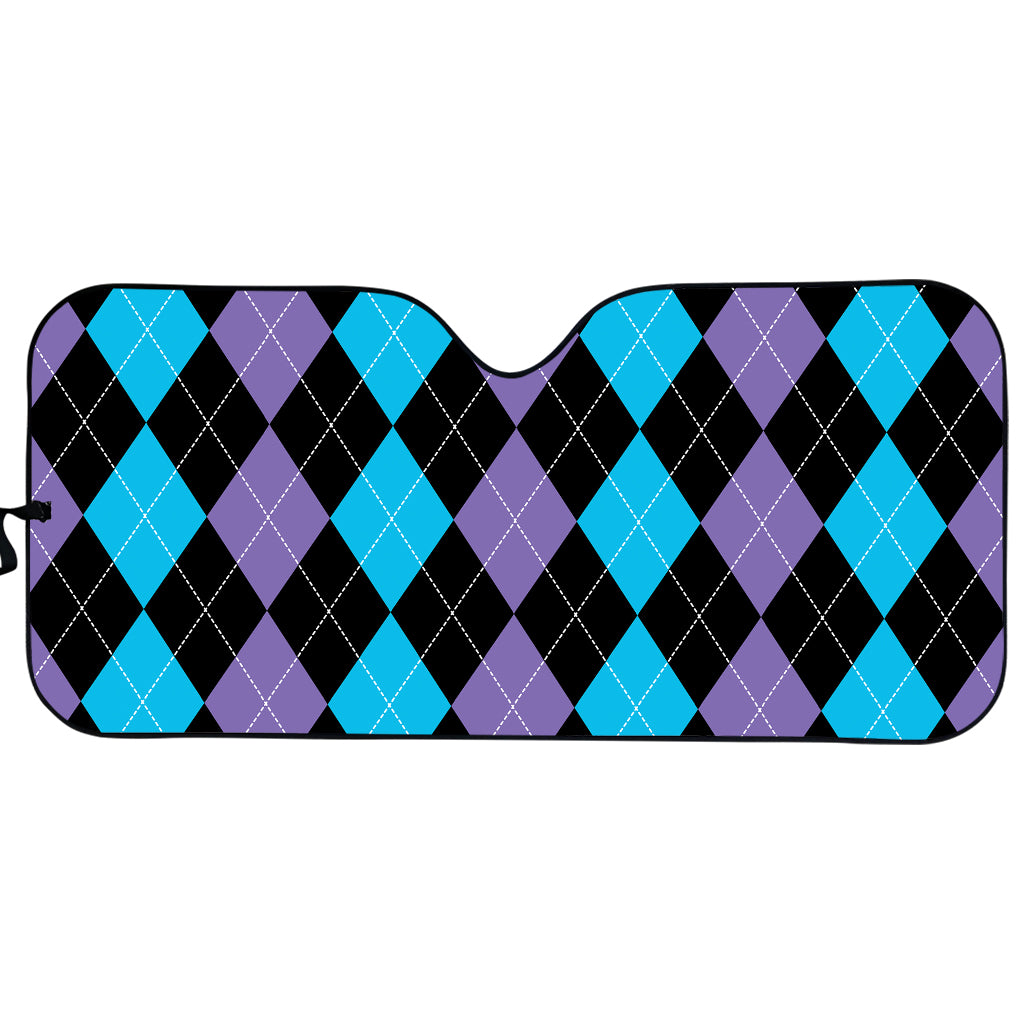 Purple Black And Blue Argyle Print Car Sun Shade