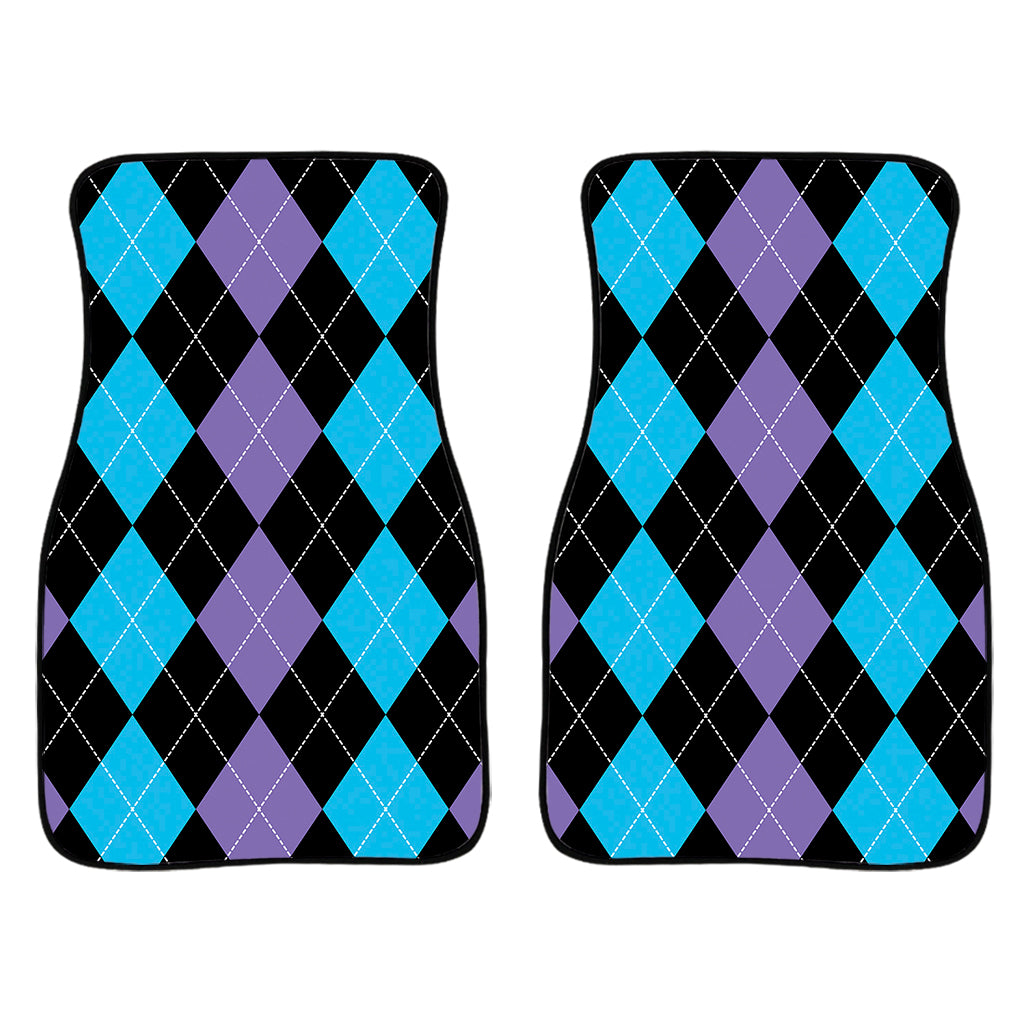 Purple Black And Blue Argyle Print Front Car Floor Mats