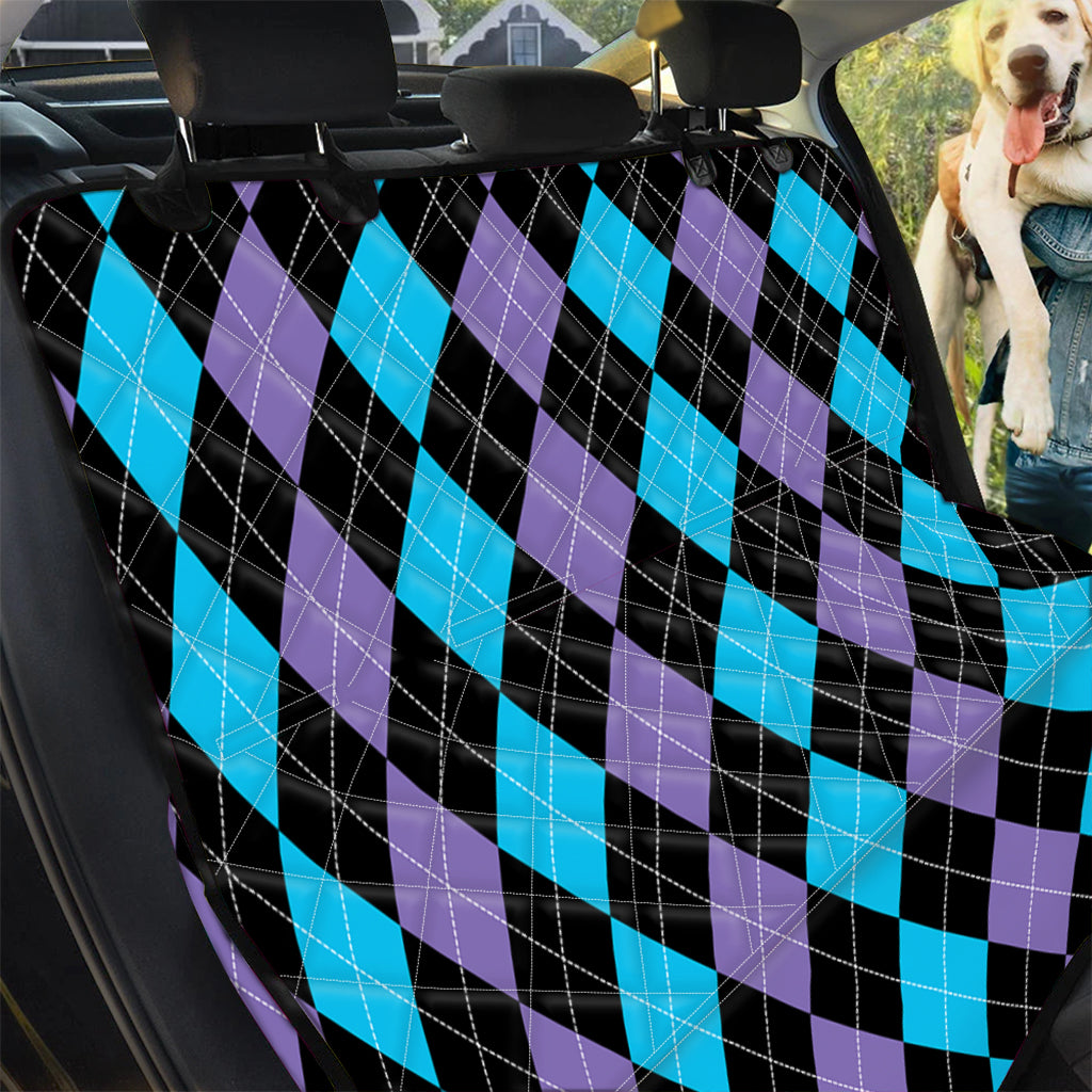 Purple Black And Blue Argyle Print Pet Car Back Seat Cover