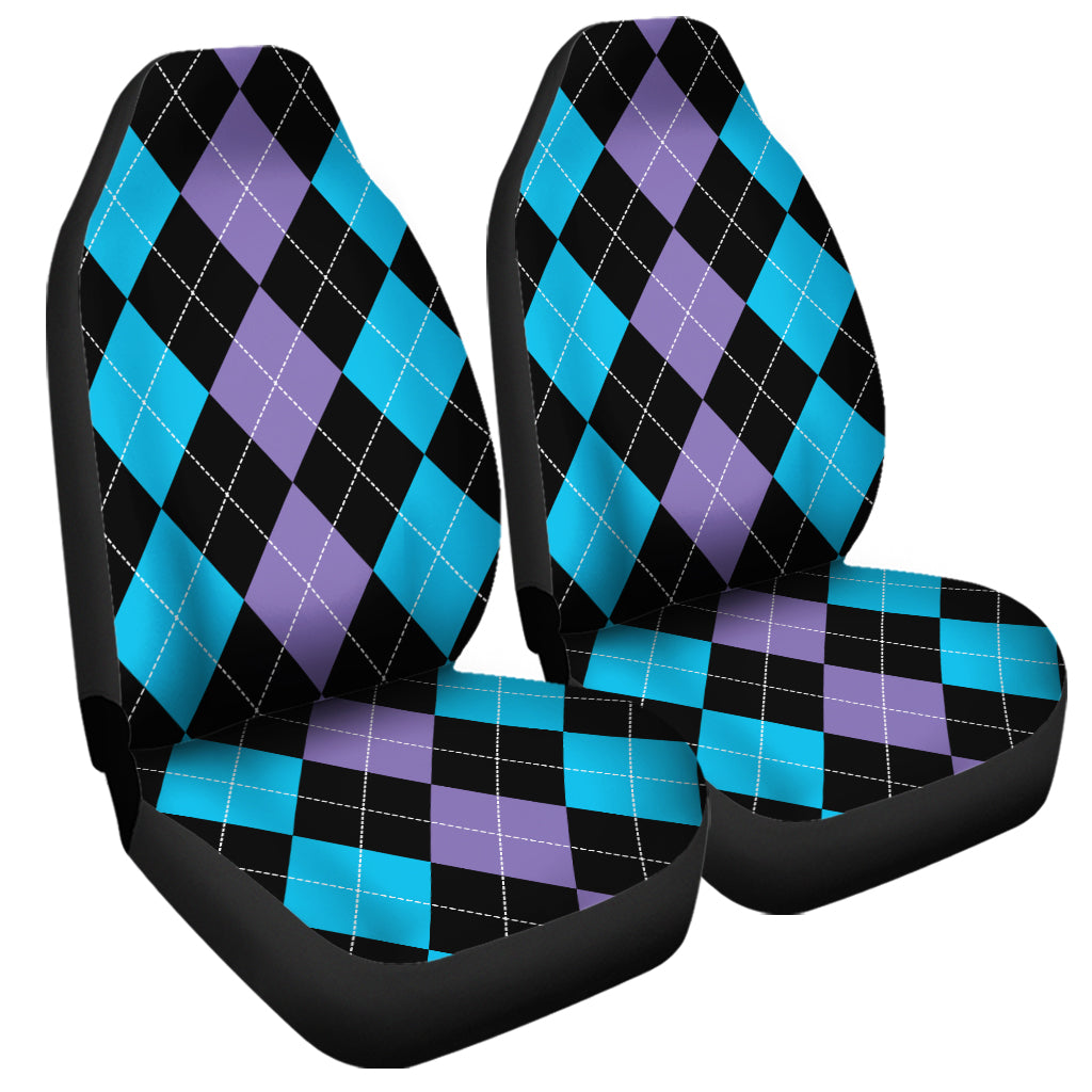 Purple Black And Blue Argyle Print Universal Fit Car Seat Covers