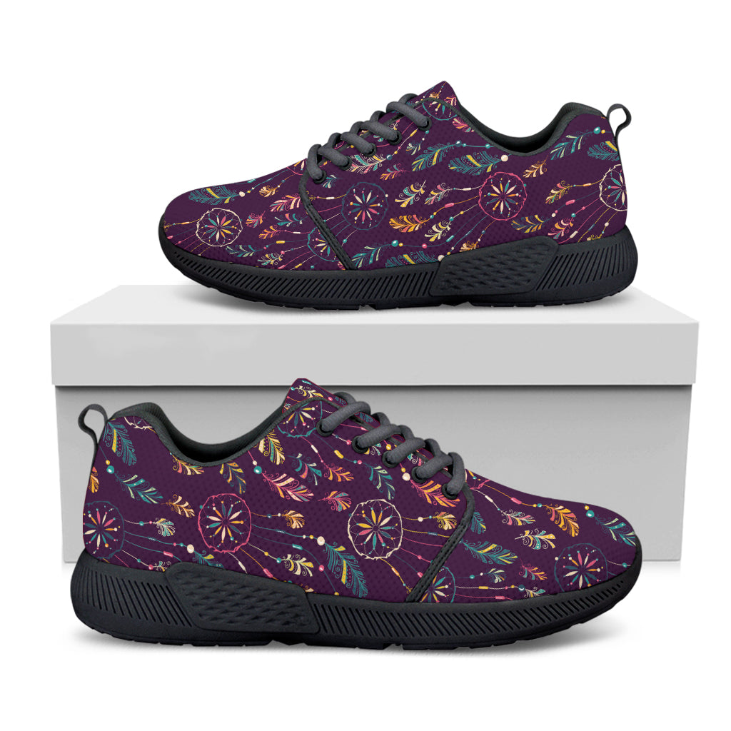 Purple Bohemian Dream Catcher Print Black Athletic Shoes