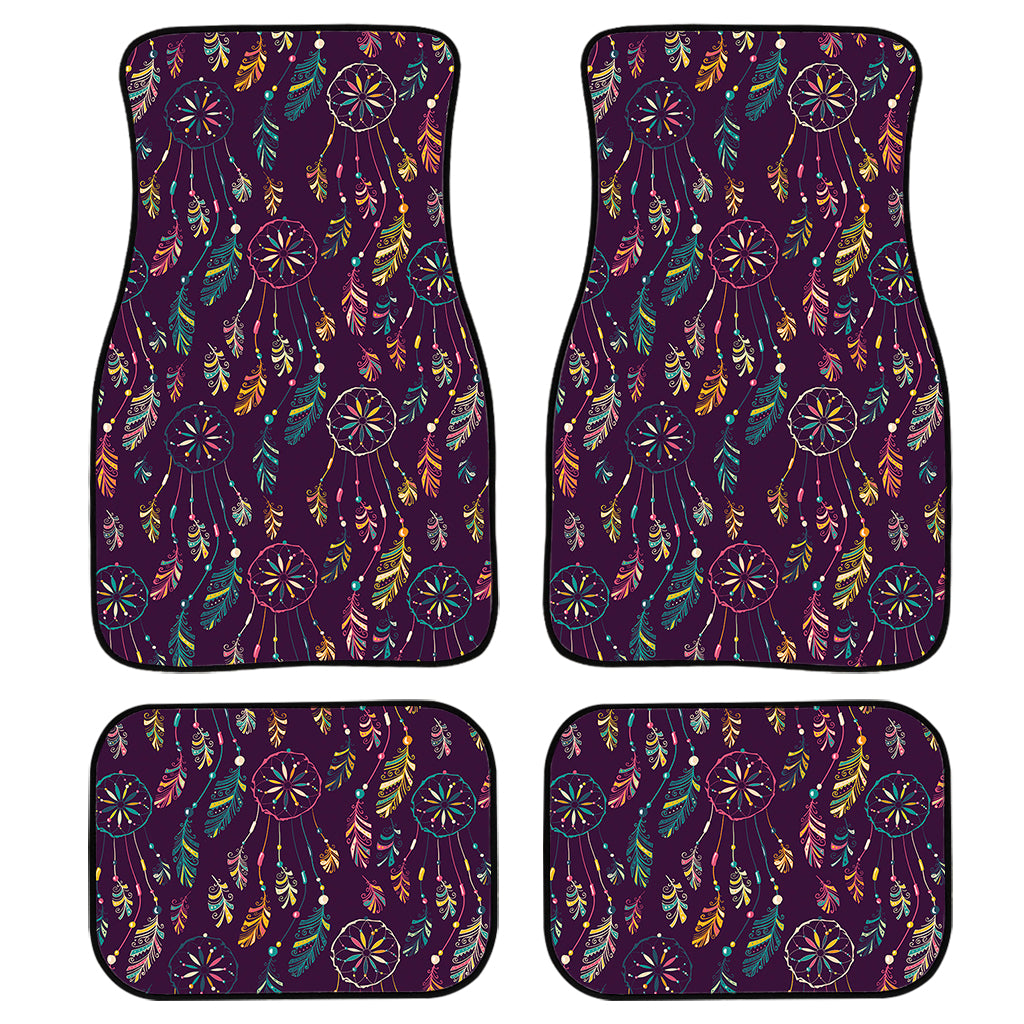 Purple Bohemian Dream Catcher Print Front and Back Car Floor Mats