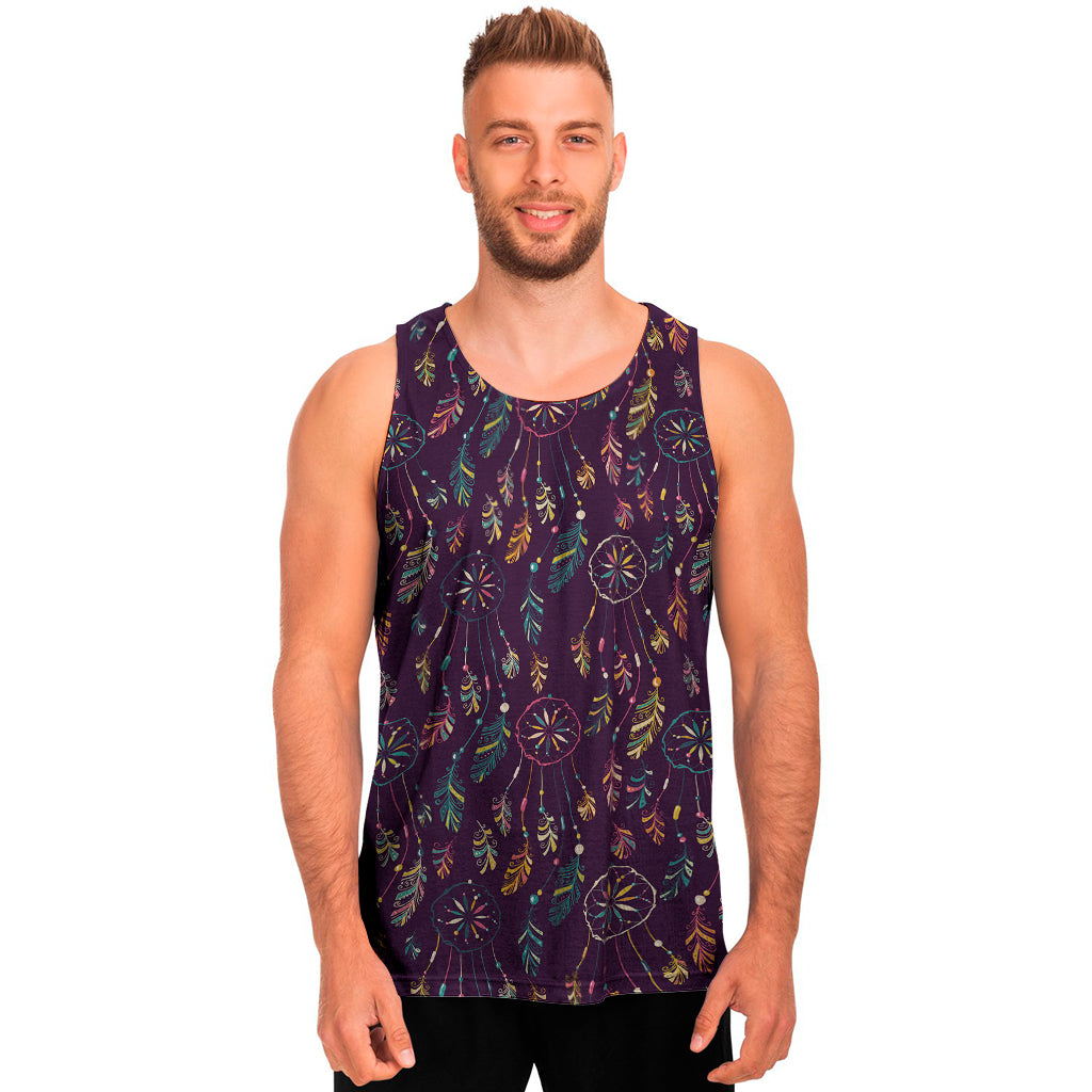 Purple Bohemian Dream Catcher Print Men's Tank Top