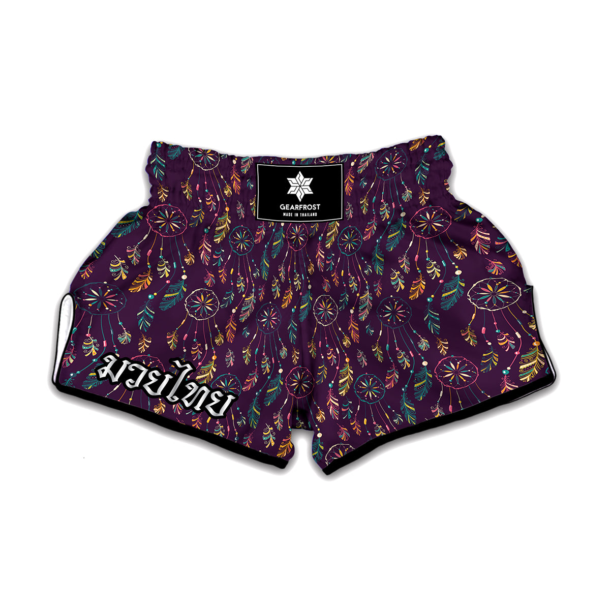 Purple Bohemian Dream Catcher Print Muay Thai Boxing Shorts