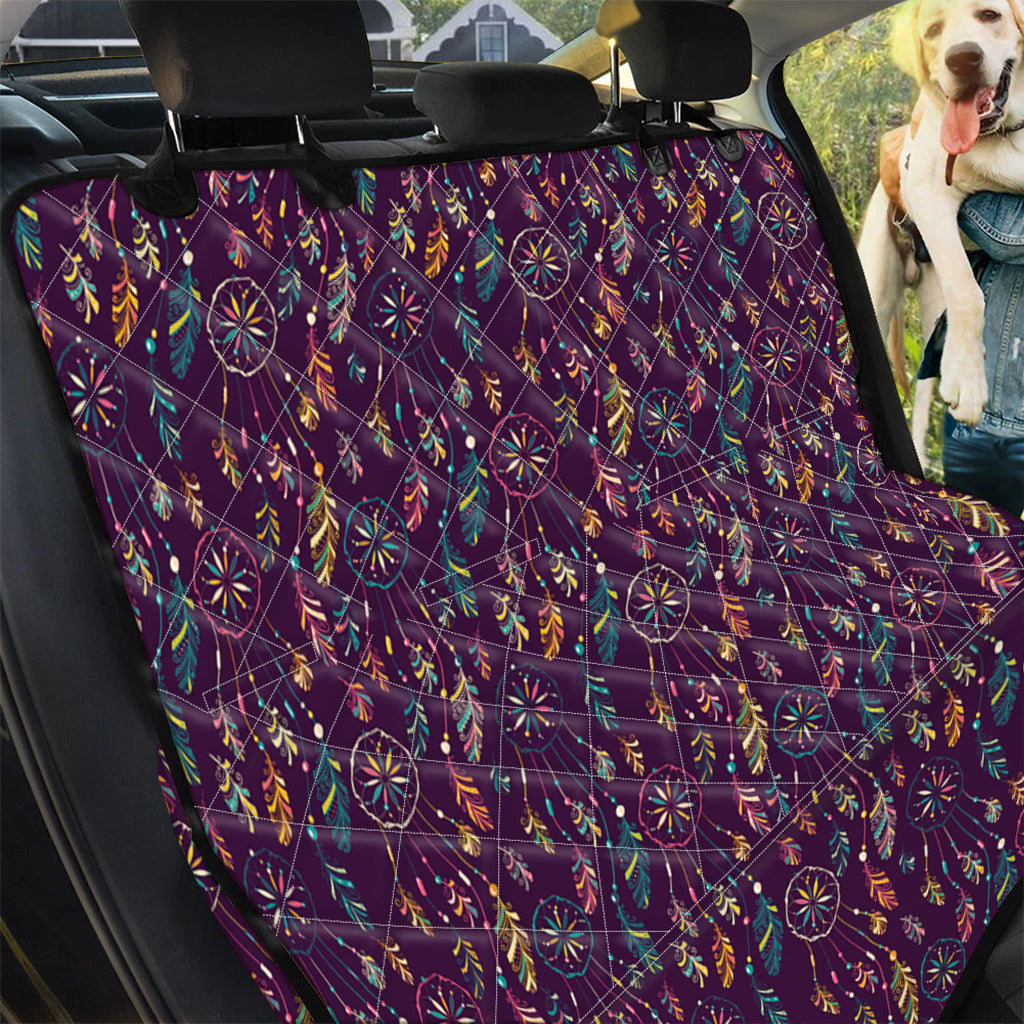 Purple Bohemian Dream Catcher Print Pet Car Back Seat Cover