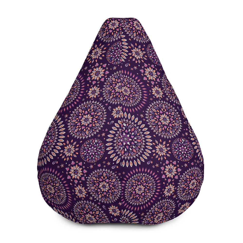 Purple Bohemian Mandala Pattern Print Bean Bag Cover