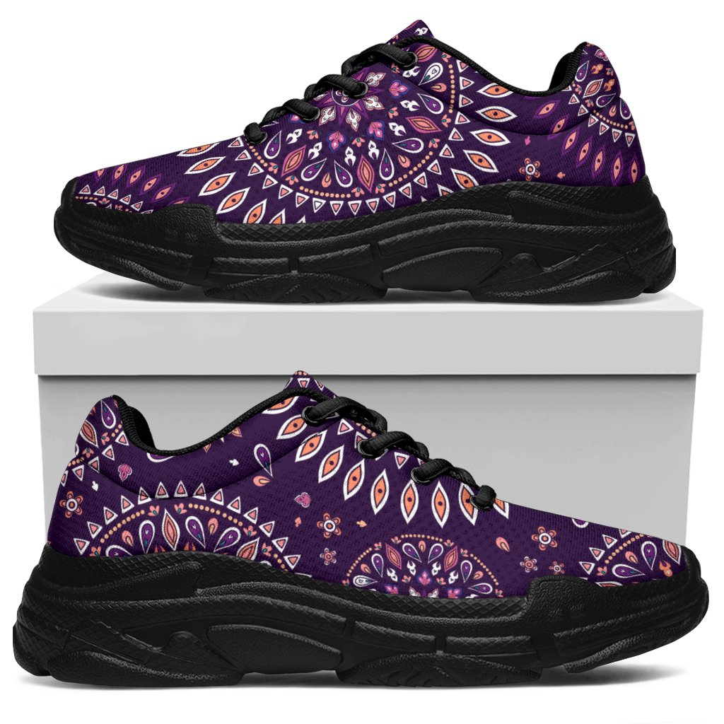 Purple Bohemian Mandala Pattern Print Chunky Sneakers