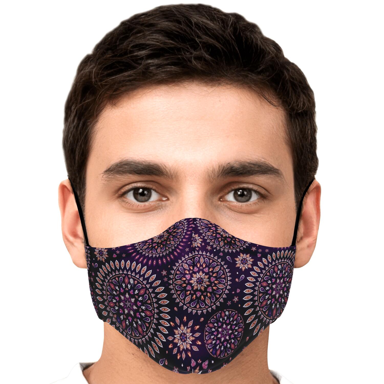 Purple Bohemian Mandala Pattern Print Face Mask