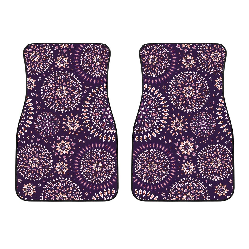 Purple Bohemian Mandala Pattern Print Front Car Floor Mats