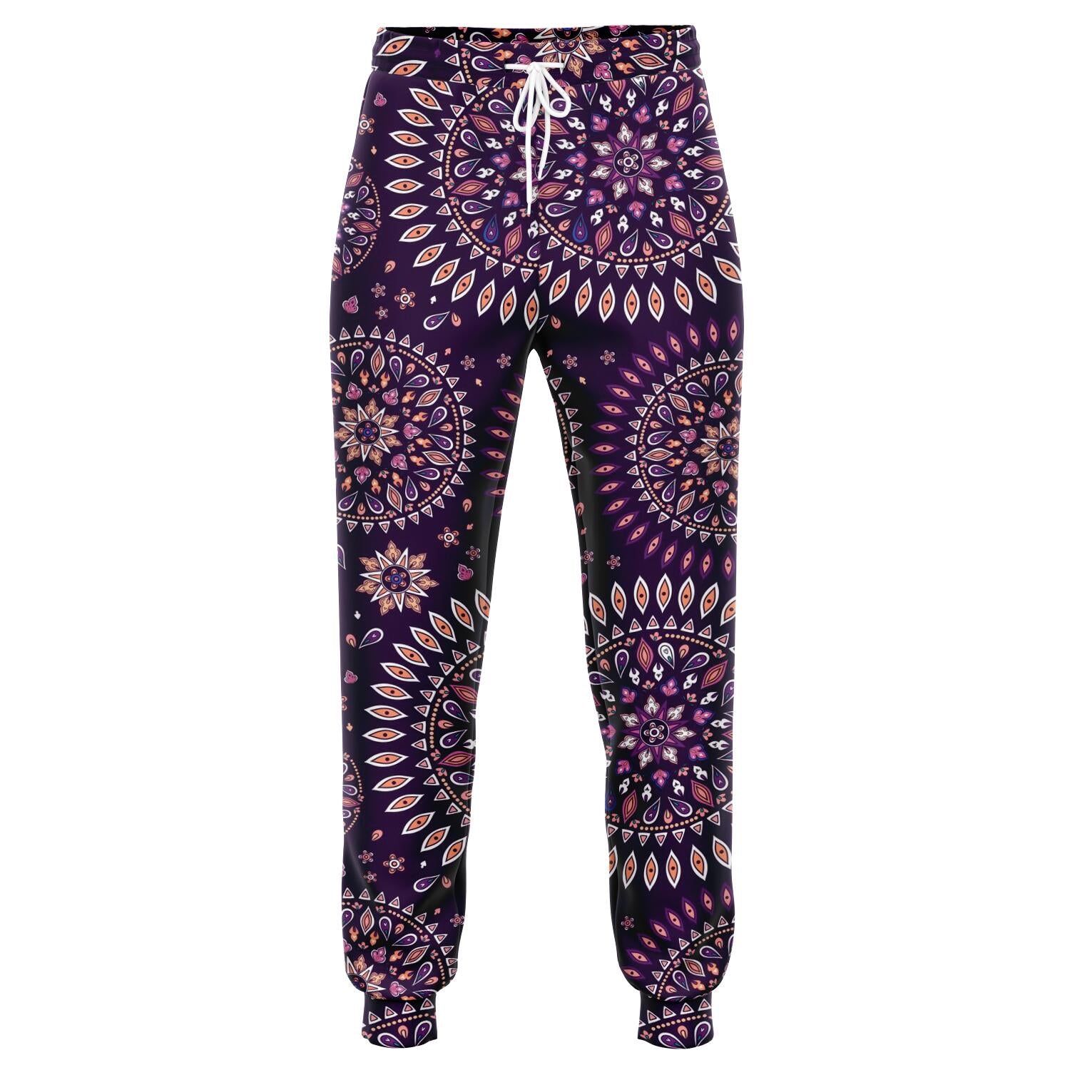 Purple Bohemian Mandala Pattern Print Jogger Pants