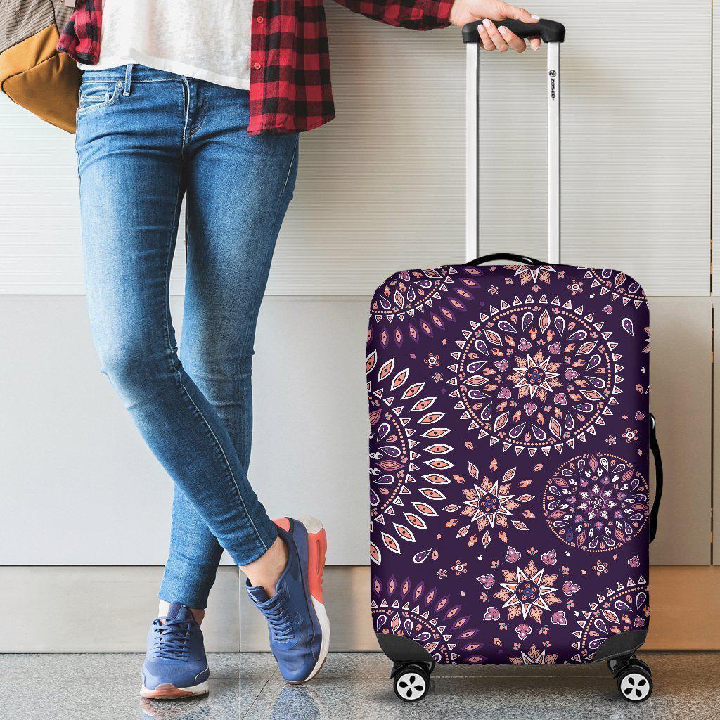 Purple Bohemian Mandala Pattern Print Luggage Cover