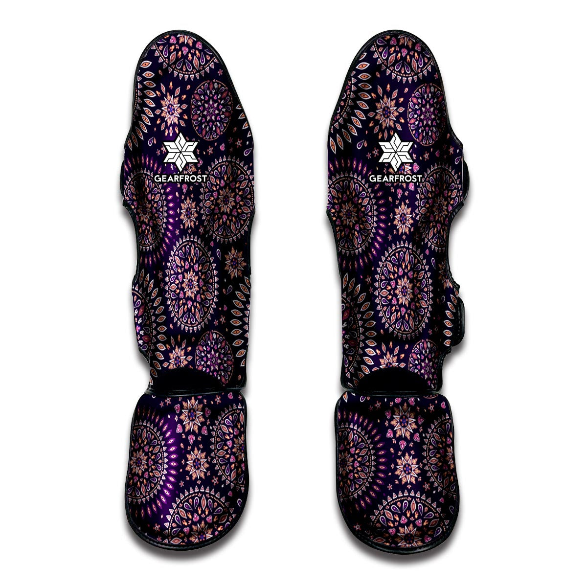 Purple Bohemian Mandala Pattern Print Muay Thai Shin Guards